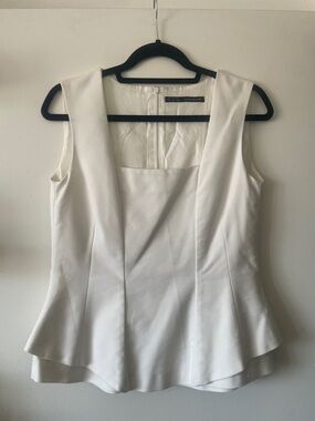 Zara Basic|Structured Peplum Top|Soft White|Large|EUC